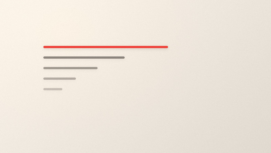 Five horizontal bars of decreasing length, the longest at the top in red.